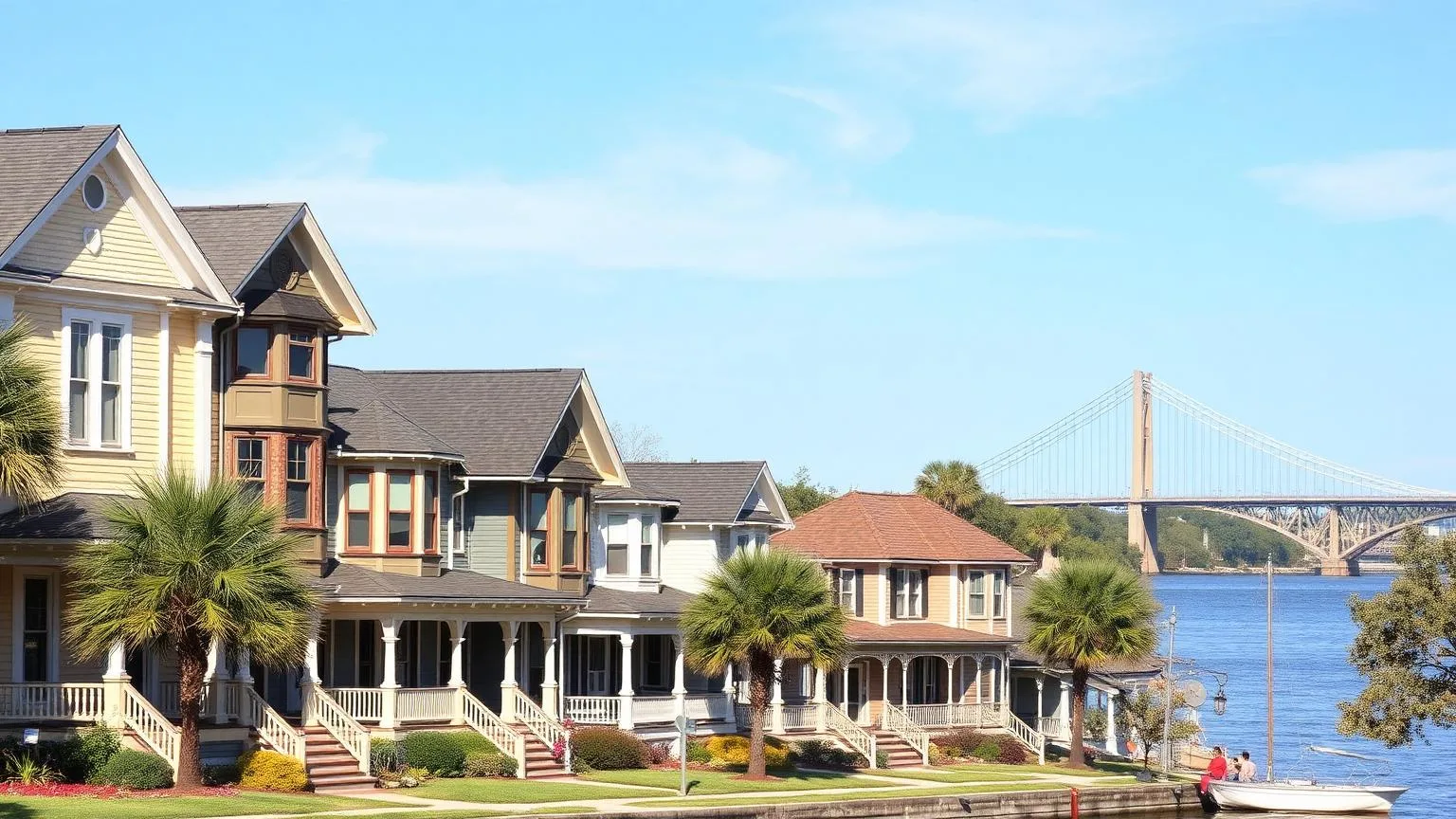 Historic craftsman and prairie style homes near the river in Riverside, Jacksonville